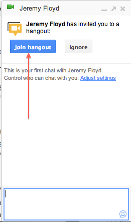 Messenger popup to Join Hangout